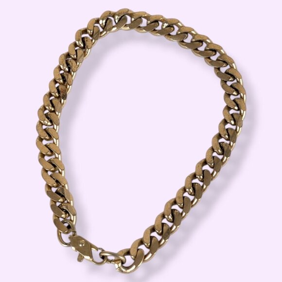 V. Gold Tone Curb Chain Bracelet - Picture 4 of 5